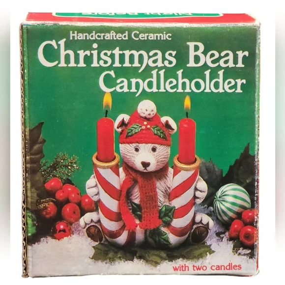 Handcrafted Christmas Bear Candle Holder Decor - Picture 4 of 4
